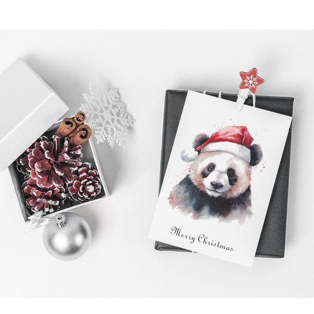Cartes Pour Fêtes Annuelles Panda de Noël Joyeux, personnalisé (Créateur téléchargé)