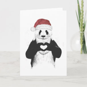 Cartes Pour Fêtes Annuelles Panda de Père Noël