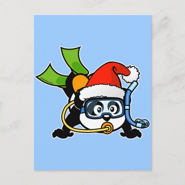 Cartes Pour Fêtes Annuelles Panda de scaphandre de Père Noël (Devant)