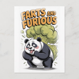 Cartes Pour Fêtes Annuelles Panda drôle faisant un pet sur un fond blanc
