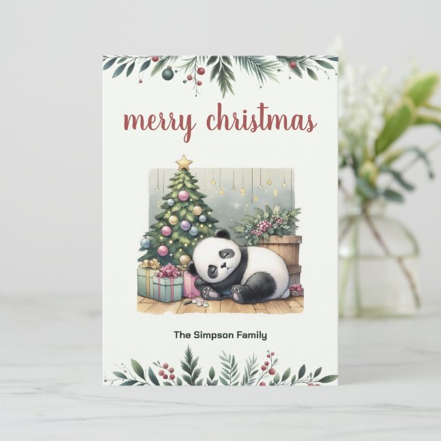 Cartes Pour Fêtes Annuelles Panda endormi (Debout devant)