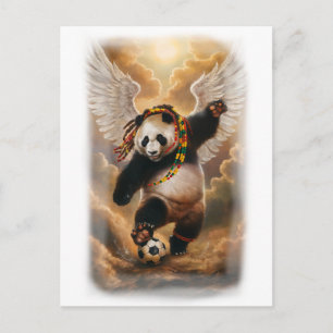 Cartes Pour Fêtes Annuelles Panda jamaïcain jouant au football sur un