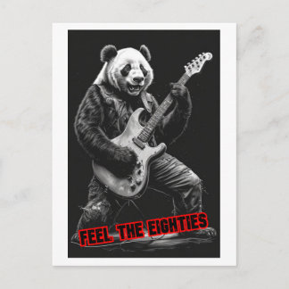 Cartes Pour Fêtes Annuelles Panda jouant du Rock, dit : Ressentez les Eighty's