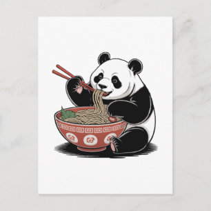 Cartes Pour Fêtes Annuelles Panda manger Ramen japonais Retro Ukiyo-e Style