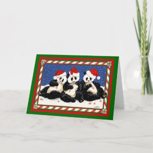 CARTES POUR FÊTES ANNUELLES PANDA NOËL