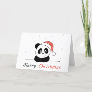 Cartes Pour Fêtes Annuelles Panda Noël Neige Animaux d'hiver Pandas