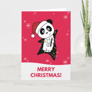 Cartes Pour Fêtes Annuelles Panda Noël Neige Hiver Animaux Pandas Adulte C