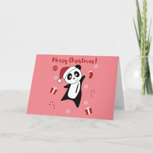 Cartes Pour Fêtes Annuelles Panda Noël Neige hiver Animaux Pandas vacances