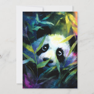 Cartes Pour Fêtes Annuelles Panda Peeking Bamboo Aquarelle
