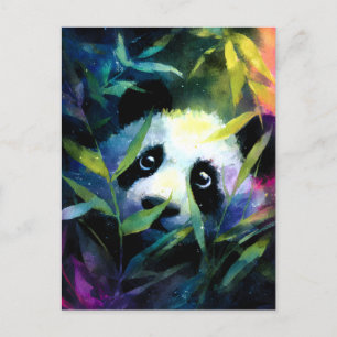 Cartes Pour Fêtes Annuelles Panda Peeking Bamboo Aquarelle