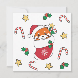 Cartes Pour Fêtes Annuelles Panda Rouge Noël Neige Animaux d'hiver Panda