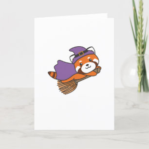 Cartes Pour Fêtes Annuelles Panda roux d'Halloween Sorcière Enfants Costume de
