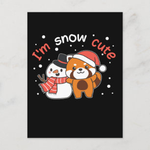 Cartes Pour Fêtes Annuelles Panda roux Je suis neige Mignon Bonhomme de neige