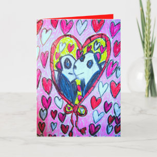 Cartes Pour Fêtes Annuelles Pandas amour