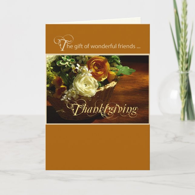Cartes Pour Fêtes Annuelles Panier à fleurs Thanksgiving Friends (Devant)