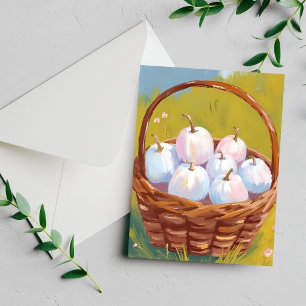 Cartes Pour Fêtes Annuelles Panier de citrouilles   Aquarelle automne