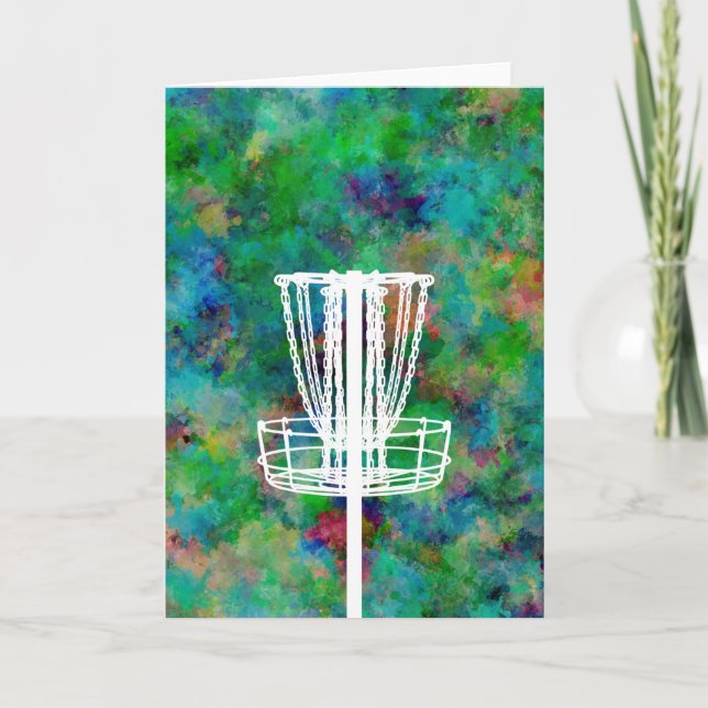 Cartes Pour Fêtes Annuelles Panier de Disc Golf Coloré (Devant)