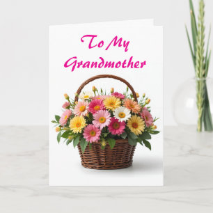 Cartes Pour Fêtes Annuelles Panier de fleurs Fête des Mères Grand-mère