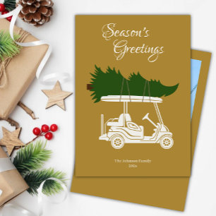 Cartes Pour Fêtes Annuelles Panier de golf avec sapin de Noël ・ Gold Photo