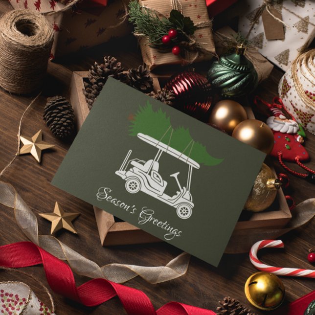 Cartes Pour Fêtes Annuelles Panier de golf avec sapin de Noël ・ Vert foncé Min (Créateur téléchargé)