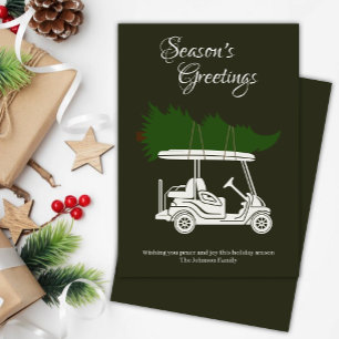 Cartes Pour Fêtes Annuelles Panier de golf avec sapin de Noël ・ Vert foncé Min