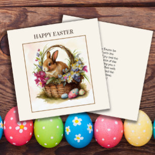 Cartes Pour Fêtes Annuelles Panier de lapin vintage Joyeuses Pâques Nom de fam