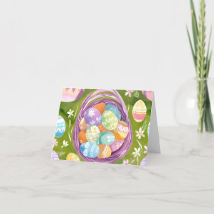 Cartes Pour Fêtes Annuelles Panier de Pâques Aquarelle pastel de printemps