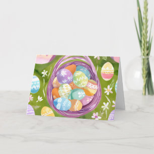 Cartes Pour Fêtes Annuelles Panier de Pâques   Aquarelle pastel de printemps