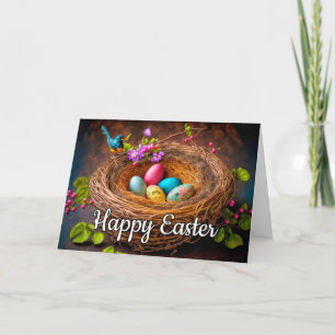 Cartes Pour Fêtes Annuelles Panier De Pâques Coloré Rempli D'Oeufs