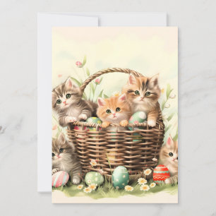 Cartes Pour Fêtes Annuelles Panier de Pâques de Chatte-Printemps