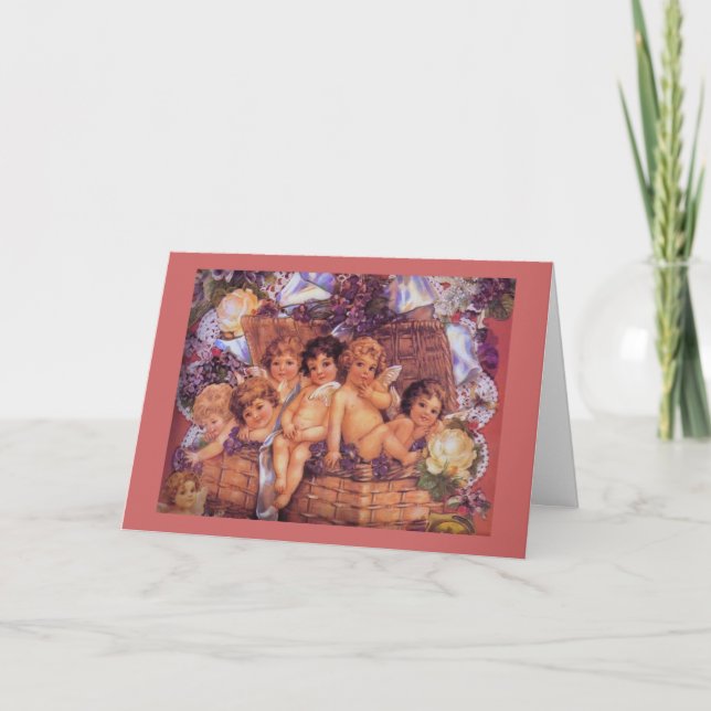 Cartes Pour Fêtes Annuelles Panier des anges Valentine (Devant)