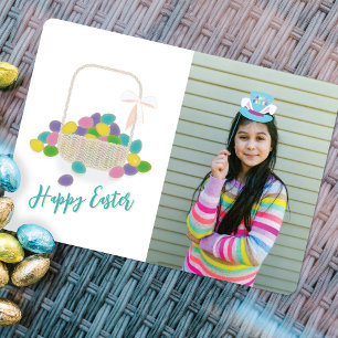 Cartes Pour Fêtes Annuelles Panier d'œufs & Photo personnalisée Joyeuses Pâque