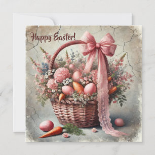 Cartes Pour Fêtes Annuelles Panier en dentelle rustique vintage avec œufs past