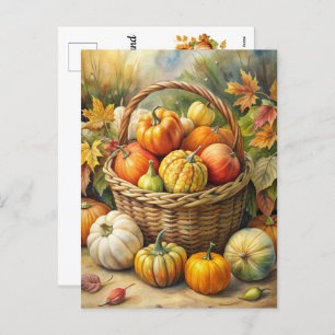 Cartes Pour Fêtes Annuelles Panier en osier avec Citrouilles - Bienvenue autom