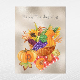 Cartes Pour Fêtes Annuelles Panier Marron Vintage Légumes Floral Thanksgiving