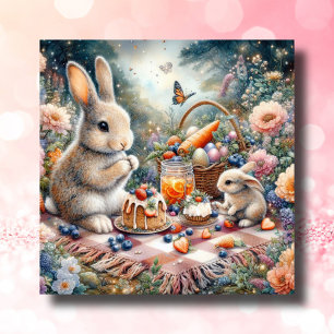 Cartes Pour Fêtes Annuelles Panier Pique-nique Pastel Spring Bunny Pâques