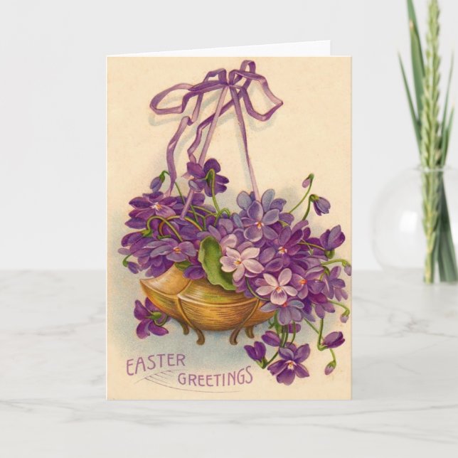 Cartes Pour Fêtes Annuelles Panier pourpre de fleur (Devant)