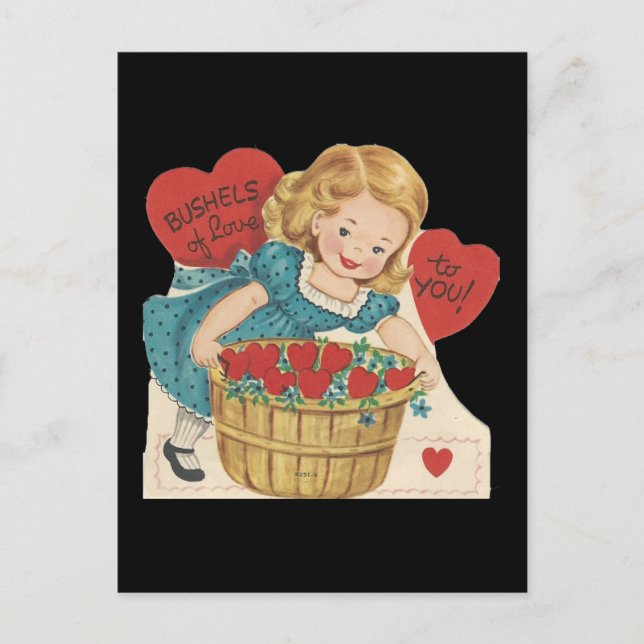 Cartes Pour Fêtes Annuelles Panier vintage D'Amour Valentine (Devant)