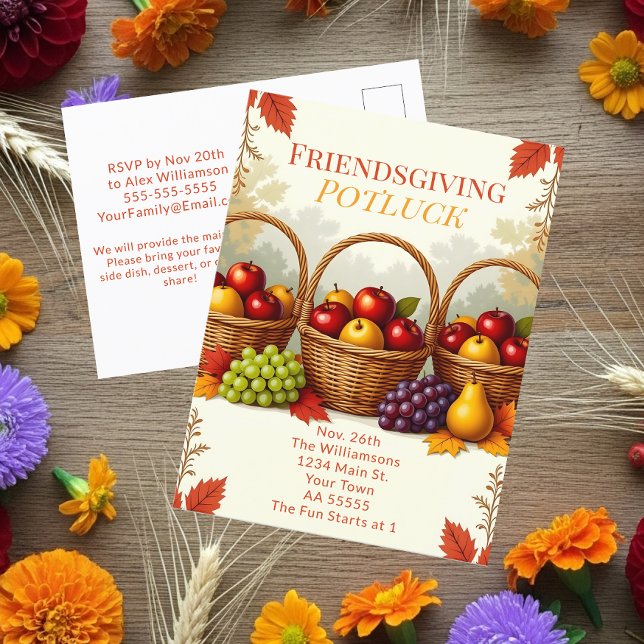 Cartes Pour Fêtes Annuelles Paniers rustiques de pommes Amical Potluck (Créateur téléchargé)