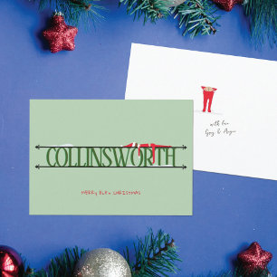 Cartes Pour Fêtes Annuelles Panneau de nom de farces de lutin vert Noël