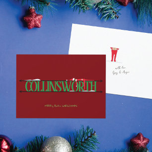 Cartes Pour Fêtes Annuelles Panneaux de nom de farces de lutin rouge et vert N