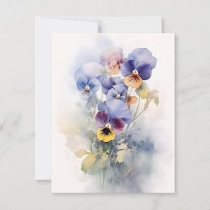 Cartes Pour Fêtes Annuelles Pansies en aquarelles