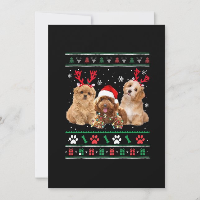 Cartes Pour Fêtes Annuelles Pantalon de Noël laid pour chien Havanais lumières (Devant)