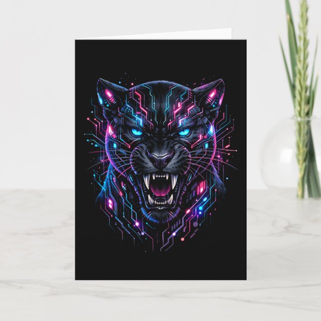 Cartes Pour Fêtes Annuelles Panthère Cyber (Devant)