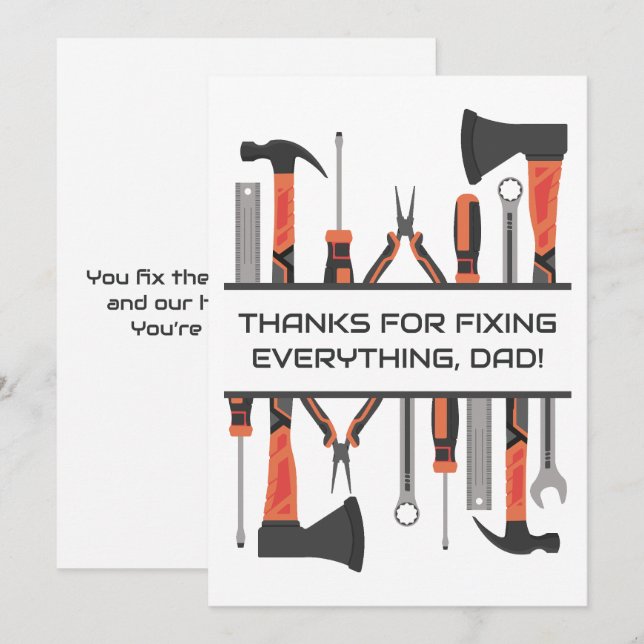 Cartes Pour Fêtes Annuelles Papa Bricoleur, Outils, Fête des Pères, Anniversai (Devant / Derrière)