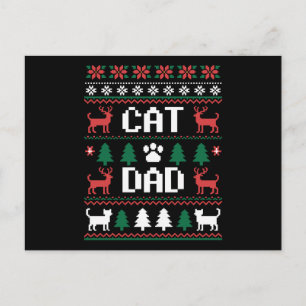 Cartes Pour Fêtes Annuelles Papa Chat Pull Noël Moche Patte Renne Noël