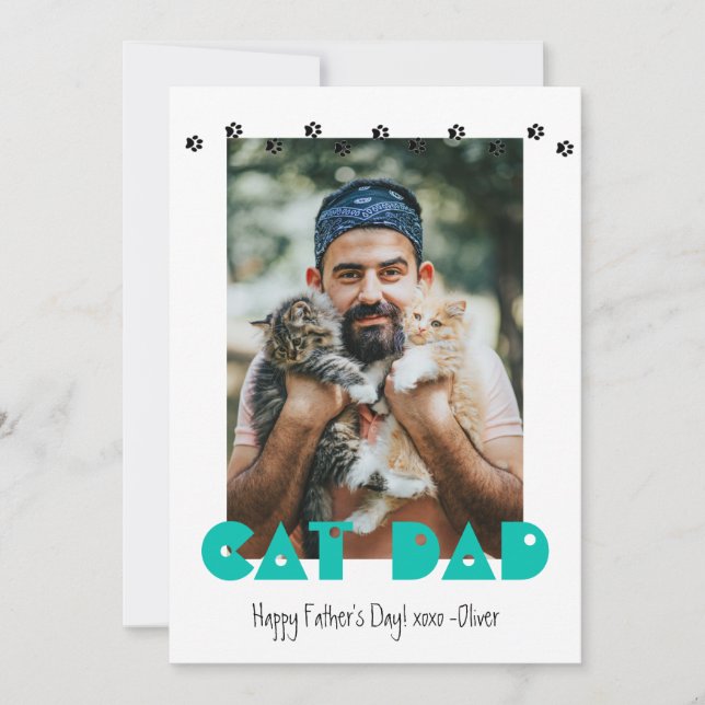 Cartes Pour Fêtes Annuelles Papa de chat | Empreintes de pattes | Fête des pèr (Devant)