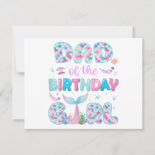 Cartes Pour Fêtes Annuelles Papa de la fille mermaid anniversaire famille tenu
