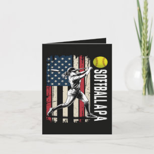 Cartes Pour Fêtes Annuelles Papa de softball Drapeau américain américain