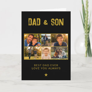 Cartes Pour Fêtes Annuelles Papa & Fils Or Noir Famille 6 Photo 